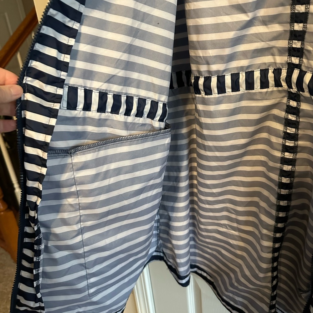 Big Chill Woman’s Navy and White Striped Raincoat - Picture 7 of 16